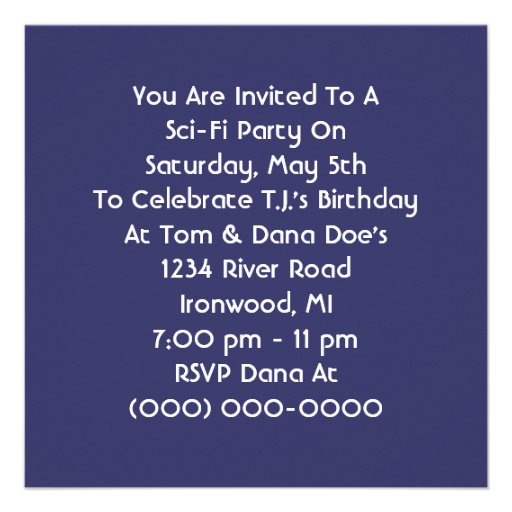 Sci-fi Party Theme Invitations Robot Space Travel