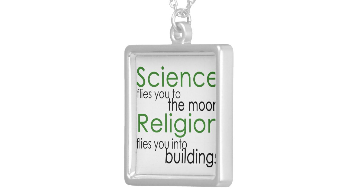 Science and Religion Square Pendant Necklace Zazzle