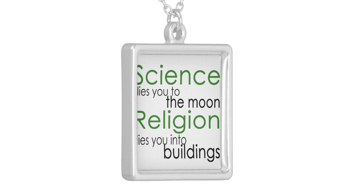 Science and Religion Square Pendant Necklace Zazzle