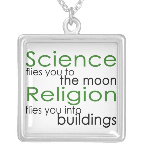Science and Religion Square Pendant Necklace Zazzle