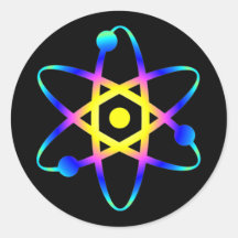 science atom round sticker