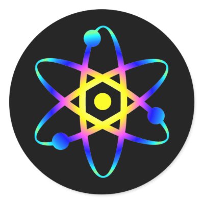 science atom round sticker