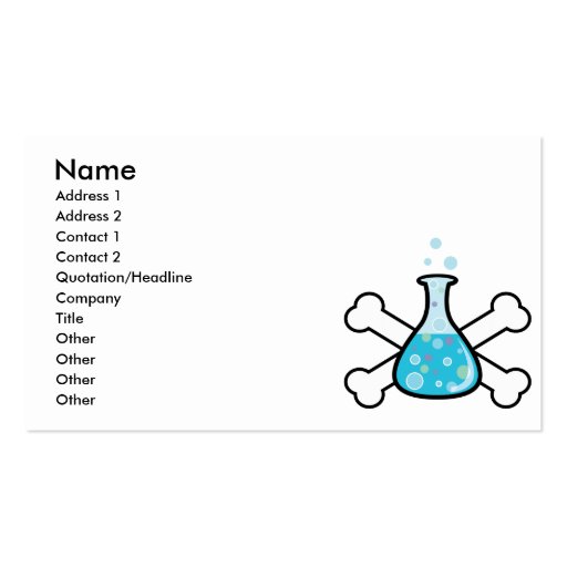 science geek beaker and crossbones design business card templates (front side)