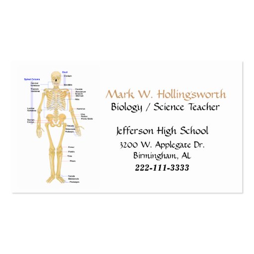 Science Teacher business cards (front side)