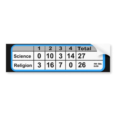 Religious  Funny Bumper on Science Vs Religion Scoreboard Bumper Sticker From Zazzle Com