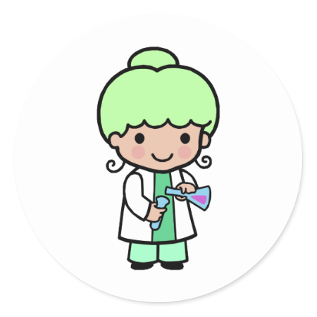 Scientist Girl Round Sticker