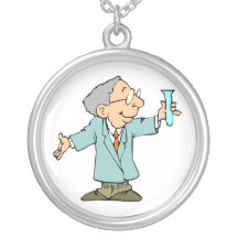 Scientist Nerd in Lab Coat With Test Tupe Personalized Necklace