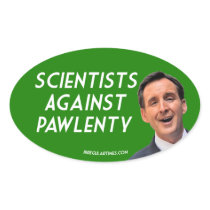 Scientists Against Pawlenty oval stickers stickers