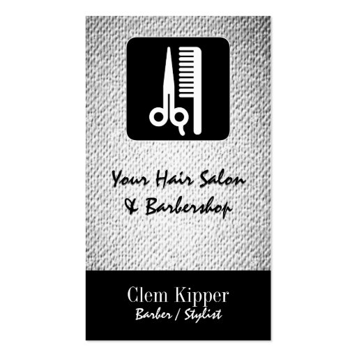 Scissors and Comb Barber Salon Texture Look Business Cards (front side)