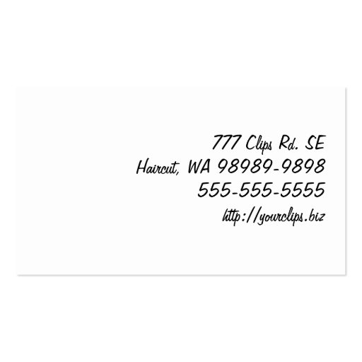 Scissors and Comb Hair Biz Business Card (back side)