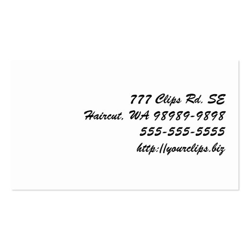 Scissors and Comb Hair Biz Business Cards (back side)
