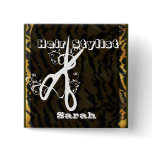 Scissors Swirls Hairstylist Salons Artist Name Tag