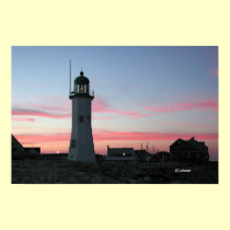 Scituate Light with Pink Clouds posters