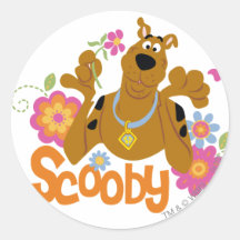 Scooby in Flowers Round Sticker