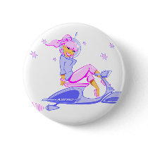 Scooter Girl Button by painter_sf Scooter Girl Button
