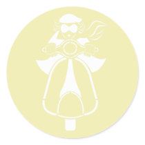 Scooter Girl - White Design Round Stickers