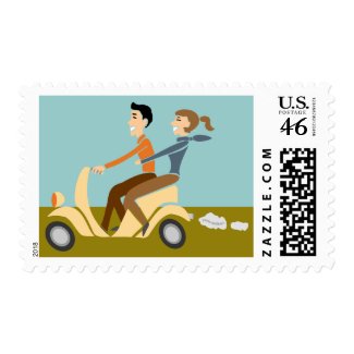 Scooter Lovin Couple stamp