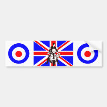Scooter Rider with Union Jack background Bumper Sticker