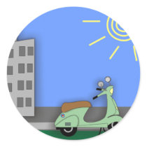 Scooter-ScapeRound Stickers by ScottInk Scooter-ScapeRound Stickers