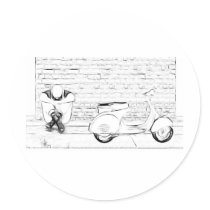 Scooter Skin Round Stickers