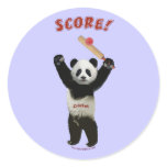 Score Cricket Panda Round Stickers
