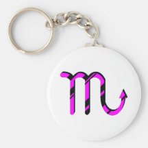 Scorpio Black and Pink with Symbol Keychain
