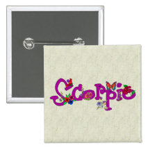Scorpio Flowers Pinback Buttons