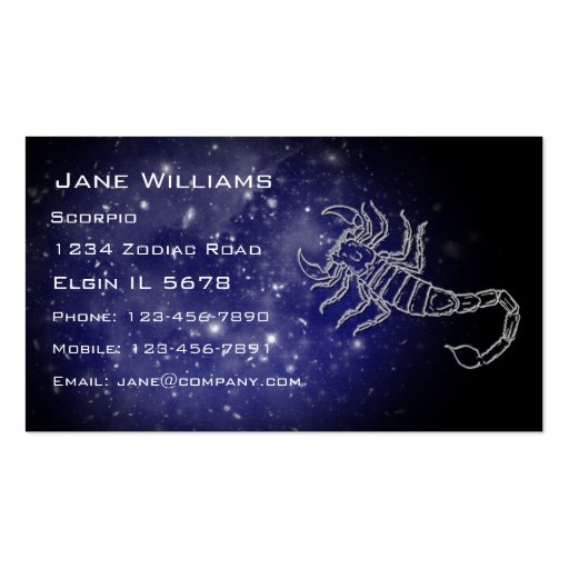 Scorpio Horoscope Business Cards (front side)
