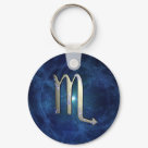round_keychain - Scorpio symbol of Western Astrology with starry background.