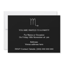 Scorpio. Zodiac Astrology Sign. Black. Invitations
