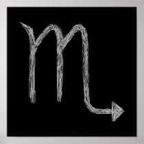 Scorpio. Zodiac Astrology Sign. Black. Poster