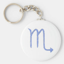 Scorpio. Zodiac Astrology Sign. Blue. Key Chain