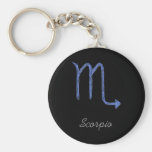 Scorpio. Zodiac Astrology Sign. Blue. Keychain