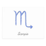 Scorpio. Zodiac Astrology Sign. Blue. Post Card