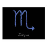 Scorpio. Zodiac Astrology Sign. Blue. Post Cards