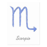 Scorpio. Zodiac Astrology Sign. Blue. Postcard