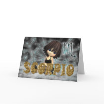 Scorpio Zodiac Birthday card with cutie pie Aquama