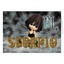 Scorpio Zodiac Birthday card with cutie pie Aquama