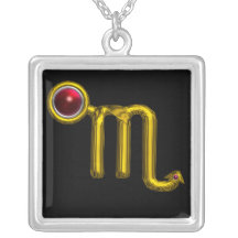 SCORPIO ZODIAC BIRTHDAY JEWEL RED GRANADE Gold Custom Necklace