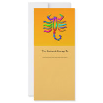 Scorpio Zodiac Star Sign Rainbow Orange Bookmark Rack Card Design