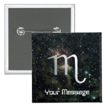 Scorpio Zodiac Star Sign Universe Badge Name Tag Button