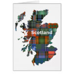 Scotland Map Multi Tartan Greeting Cards