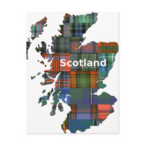Scotland Map Multi Tartan Postcard