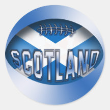 Scotland Rugby Ball Round Stickers