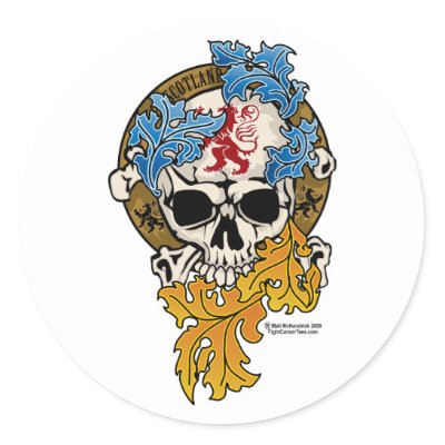 Scotland Skull Tattoo Round Sticker by fightcancertees