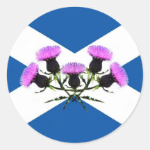 Scotland, St Andrews cross, thistle Round Sticker