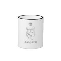 Scott Doying Gray Wolf 15 oz Mug mugs