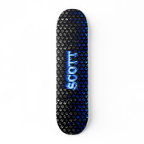 Scott skateboard blue fire and flames design