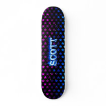 Scott skateboard blue fire and flames design