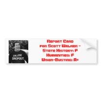 Scott Walker Report Card Bumper Stickers